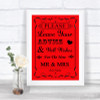 Red Guestbook Advice & Wishes Mr & Mrs Personalized Wedding Sign