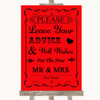 Red Guestbook Advice & Wishes Mr & Mrs Personalized Wedding Sign