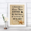 Sandy Beach Guestbook Advice & Wishes Mr & Mrs Personalized Wedding Sign