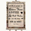 Vintage Guestbook Advice & Wishes Mr & Mrs Personalized Wedding Sign