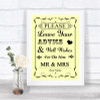 Yellow Guestbook Advice & Wishes Mr & Mrs Personalized Wedding Sign