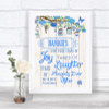 Blue Rustic Wood Hankies And Tissues Personalized Wedding Sign