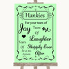 Green Hankies And Tissues Personalized Wedding Sign