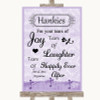 Lilac Shabby Chic Hankies And Tissues Personalized Wedding Sign