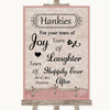 Pink Shabby Chic Hankies And Tissues Personalized Wedding Sign