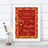 Red & Gold Hankies And Tissues Personalized Wedding Sign