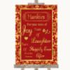 Red & Gold Hankies And Tissues Personalized Wedding Sign