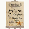 Sandy Beach Hankies And Tissues Personalized Wedding Sign