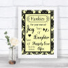 Yellow Damask Hankies And Tissues Personalized Wedding Sign