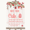 Coral Rustic Wood Have Your Cake & Eat It Too Personalized Wedding Sign