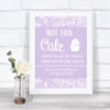 Lilac Burlap & Lace Have Your Cake & Eat It Too Personalized Wedding Sign