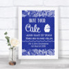 Navy Blue Burlap & Lace Have Your Cake & Eat It Too Personalized Wedding Sign