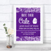 Purple Burlap & Lace Have Your Cake & Eat It Too Personalized Wedding Sign