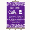 Purple Burlap & Lace Have Your Cake & Eat It Too Personalized Wedding Sign