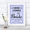 Lilac Here Comes Bride Aisle Sign Personalized Wedding Sign