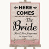 Pink Shabby Chic Here Comes Bride Aisle Sign Personalized Wedding Sign