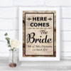 Vintage Here Comes Bride Aisle Sign Personalized Wedding Sign