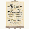 Cream Roses I Love You Message For Mum Personalized Wedding Sign