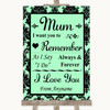 Mint Green Damask I Love You Message For Mum Personalized Wedding Sign