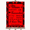 Red Damask I Love You Message For Mum Personalized Wedding Sign