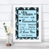 Sky Blue Damask I Love You Message For Mum Personalized Wedding Sign