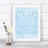 Blue Burlap & Lace I Spy Disposable Camera Personalized Wedding Sign