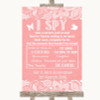 Coral Burlap & Lace I Spy Disposable Camera Personalized Wedding Sign