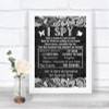 Dark Grey Burlap & Lace I Spy Disposable Camera Personalized Wedding Sign