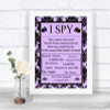 Lilac Damask I Spy Disposable Camera Personalized Wedding Sign