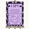 Lilac Damask I Spy Disposable Camera Personalized Wedding Sign