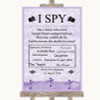 Lilac Shabby Chic I Spy Disposable Camera Personalized Wedding Sign