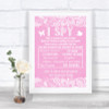 Pink Burlap & Lace I Spy Disposable Camera Personalized Wedding Sign