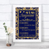 Blue & Gold Important Special Dates Personalized Wedding Sign