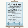 Blue Shabby Chic Important Special Dates Personalized Wedding Sign