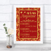 Red & Gold Important Special Dates Personalized Wedding Sign