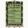 Sage Green Damask Important Special Dates Personalized Wedding Sign
