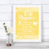 Yellow Burlap & Lace Important Special Dates Personalized Wedding Sign