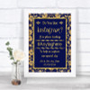 Blue & Gold Instagram Photo Sharing Personalized Wedding Sign