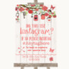 Coral Rustic Wood Instagram Photo Sharing Personalized Wedding Sign