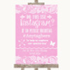 Pink Burlap & Lace Instagram Photo Sharing Personalized Wedding Sign