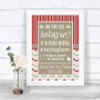 Red & Grey Winter Instagram Photo Sharing Personalized Wedding Sign