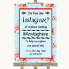 Shabby Chic Floral Instagram Photo Sharing Personalized Wedding Sign