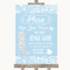 Blue Burlap & Lace Jenga Guest Book Personalized Wedding Sign