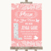 Coral Burlap & Lace Jenga Guest Book Personalized Wedding Sign