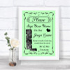 Green Jenga Guest Book Personalized Wedding Sign