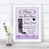 Lilac Shabby Chic Jenga Guest Book Personalized Wedding Sign