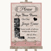 Pink Shabby Chic Jenga Guest Book Personalized Wedding Sign