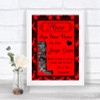 Red Damask Jenga Guest Book Personalized Wedding Sign