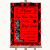 Red Damask Jenga Guest Book Personalized Wedding Sign