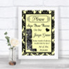 Yellow Damask Jenga Guest Book Personalized Wedding Sign